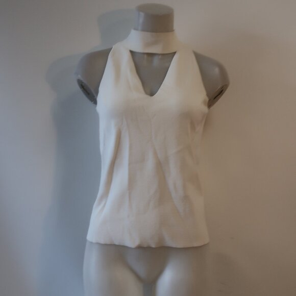 Womens Milly Ivory Mock Neck Keyhole Sleeveless Halter Knit Top S - Picture 6 of 10